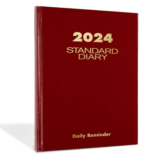 AT-A-GLANCE 2024 Daily Diary, Standard Planner Journal, 12 Month, 5-3/4" x 8-1/4", Small, Hardcover, Red (SD3891324)