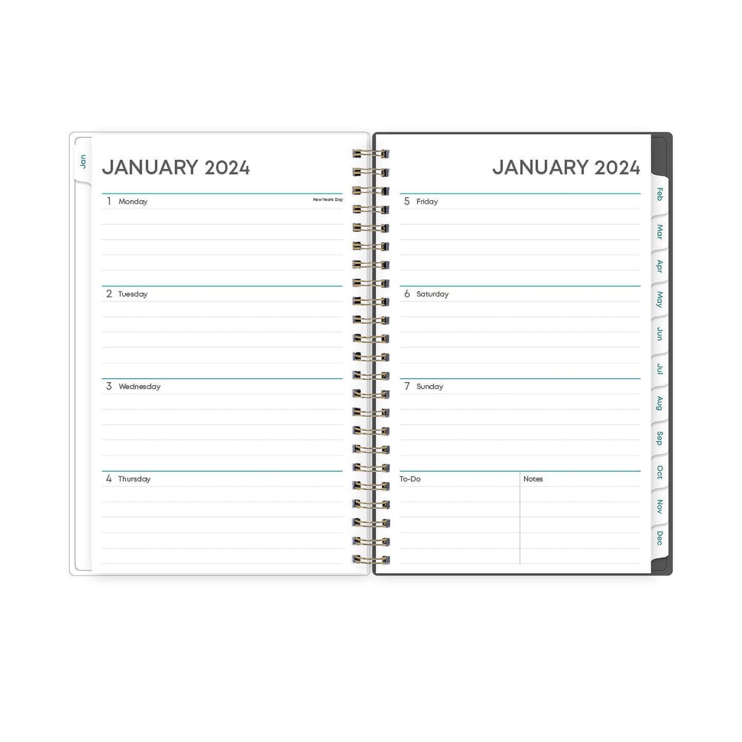 2024 Blue Sky™ Winnie Charcoal Weekly/Monthly Planning Calendar, 5" x 8", Gray, January to December