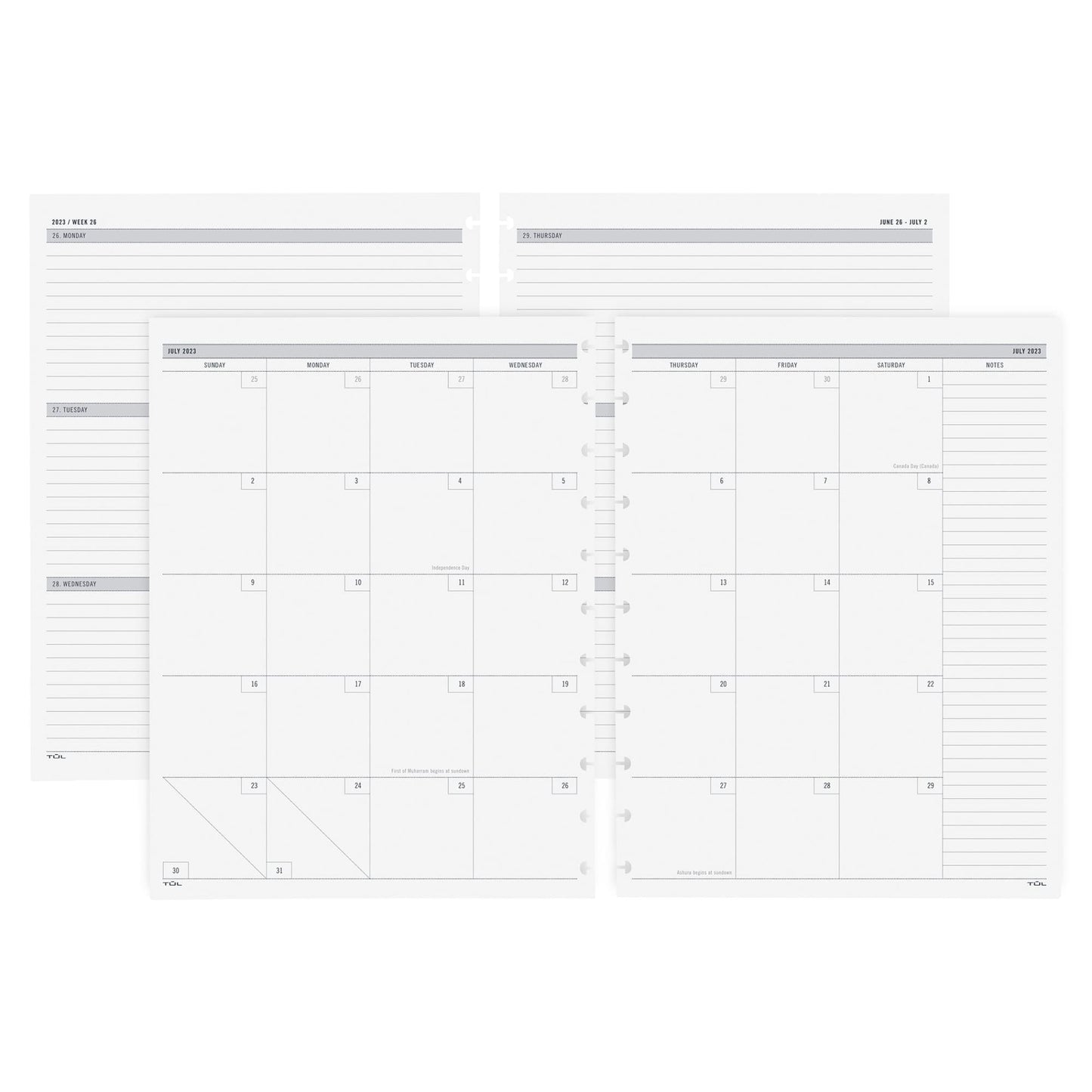 2023-2024 TUL� Discbound Academic Weekly/Monthly Refill Planner Pages, Letter Size, July 2023 to June 2024