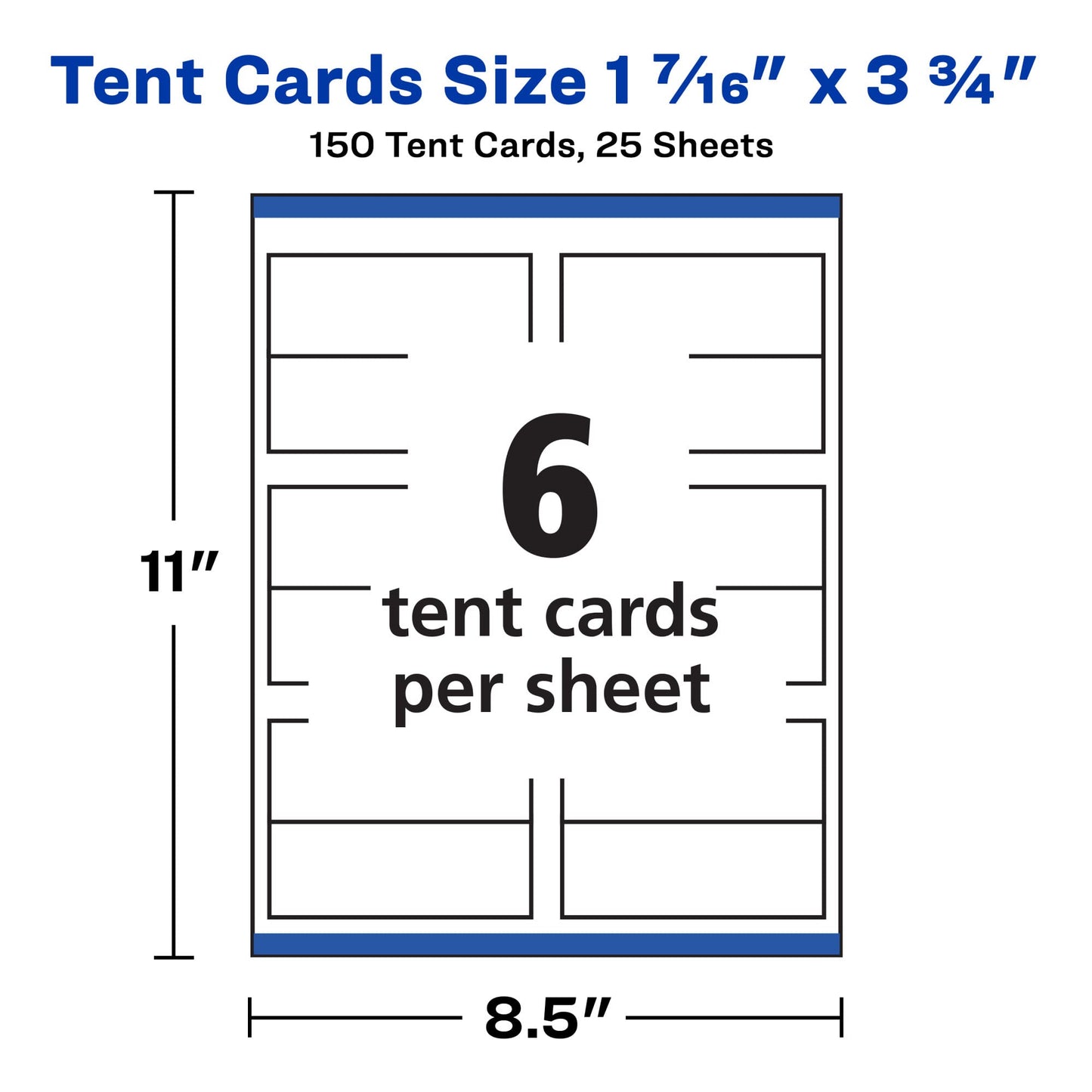 Avery Printable Blank Place Cards with Sure Feed, 1.43" x 3.75", Textured White, 150 Customizable Tent Cards (16109)