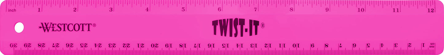 Westcott 12" Twist It Flexible Ruler, Assorted Colors