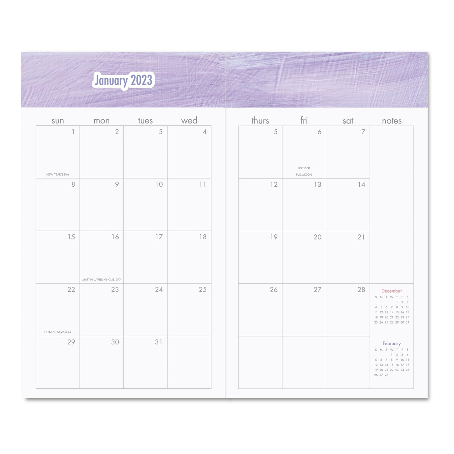 Office Depot� Brand Monthly Planner, 3-1/2" x 6", Diffused Ombre, January to December 2023, OD23-SPR-087