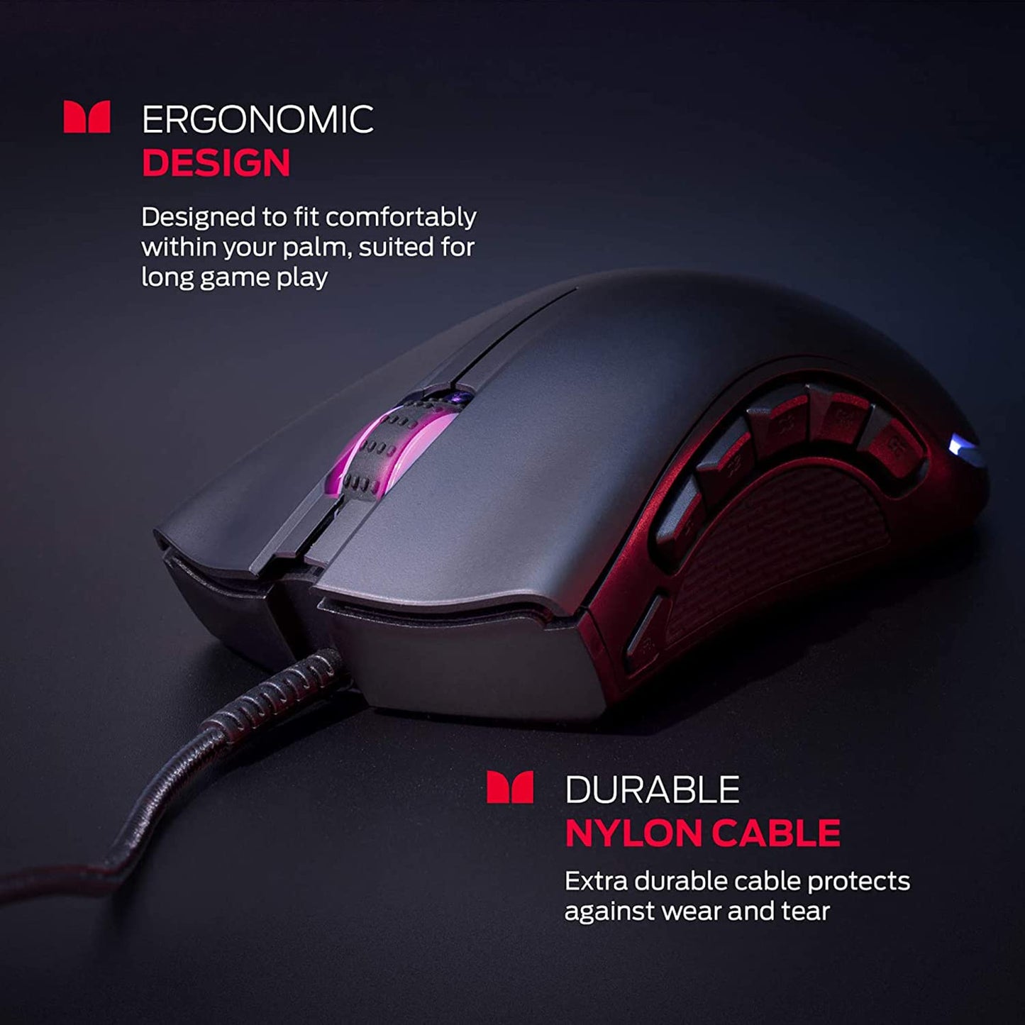 Monster Alpha 9.0 RGB Wired Gaming Mouse, Customizable Buttons, Programmable LED Lighting, True 16,000 Adjustable DPI, Ergonomic Optical PC Gaming Mouse with Customizable Software � for PC Gaming