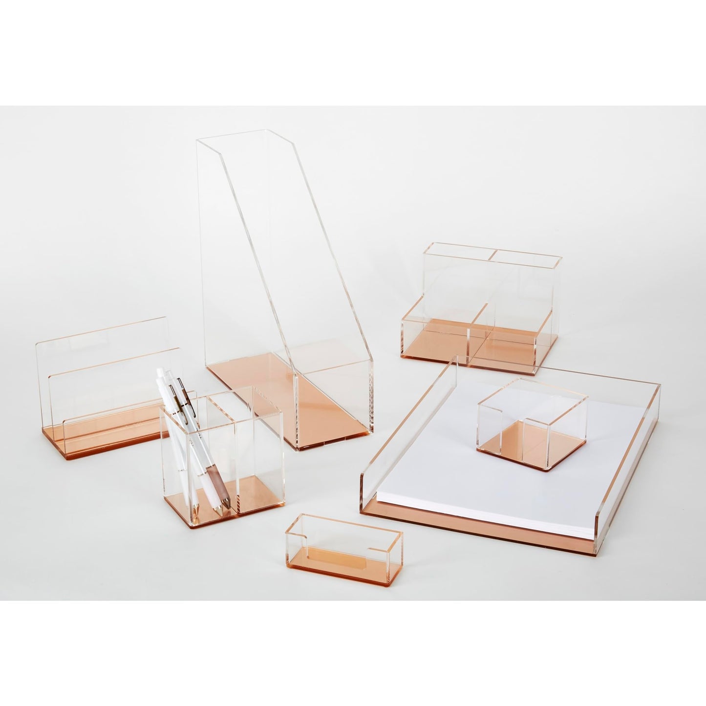 Realspace® Rose Gold Acrylic 2-Compartment Desk Sorter, Letter Size