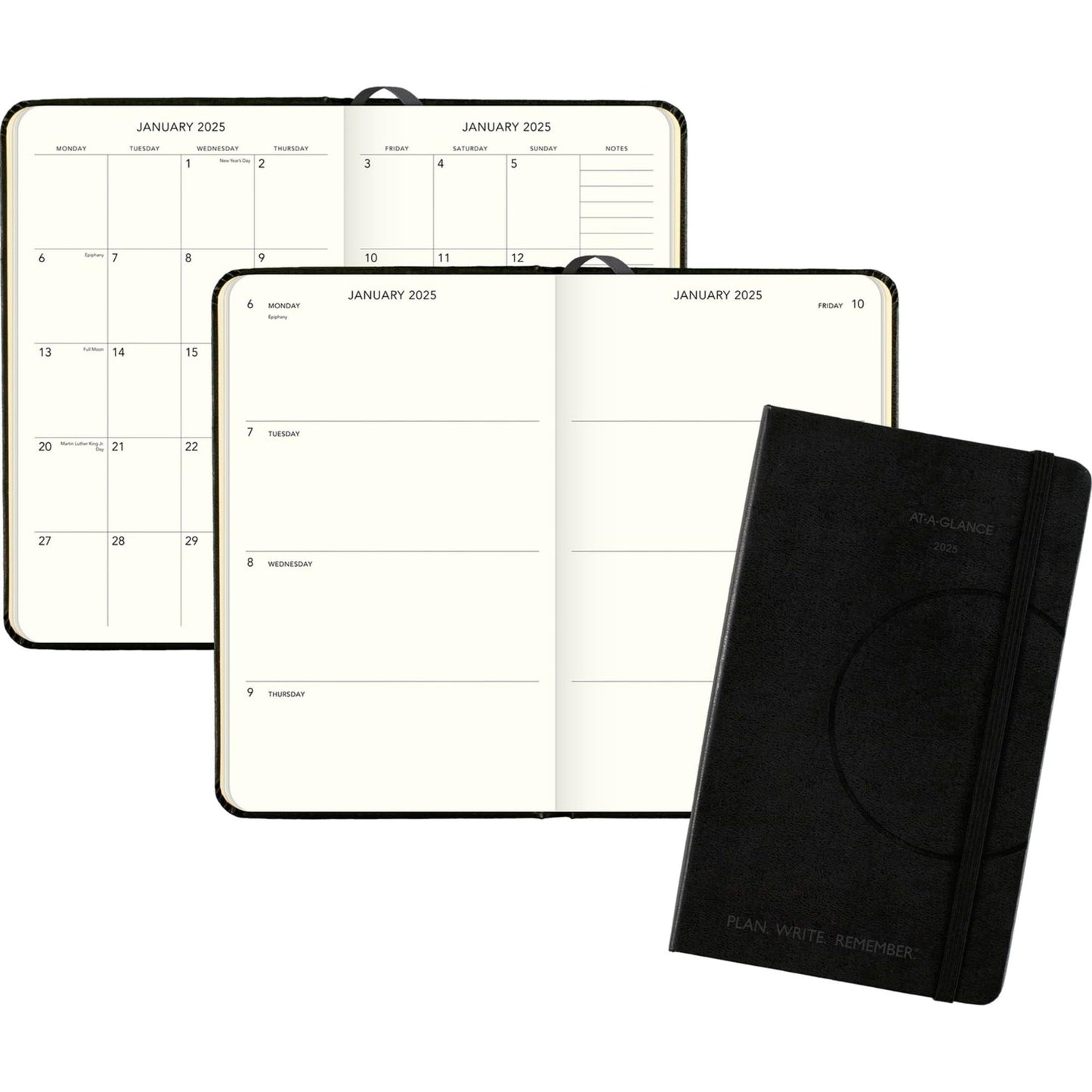 2025 AT-A-GLANCE® Plan. Write. Remember. Weekly/Monthly Planner, 5" x 8-1/4", Black, January to December