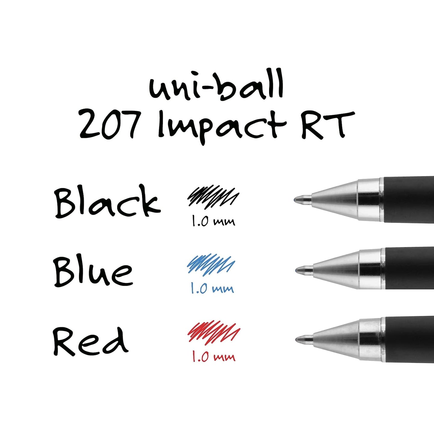 uni-ball® 207™ Impact™ RT Gel Pen Refills, Bold Point, 1.0 mm, Black, Pack of 2 Refills