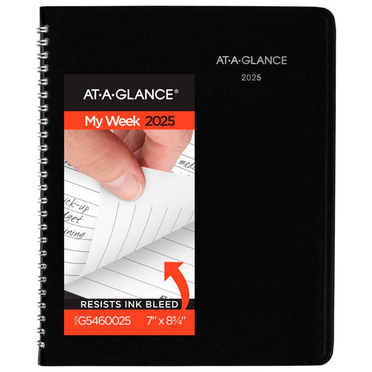 AT-A-GLANCE 2025 Planner, Weekly & Monthly, 7" x 8-3/4", Medium, Executive, DayMinder, Black (G5460025)