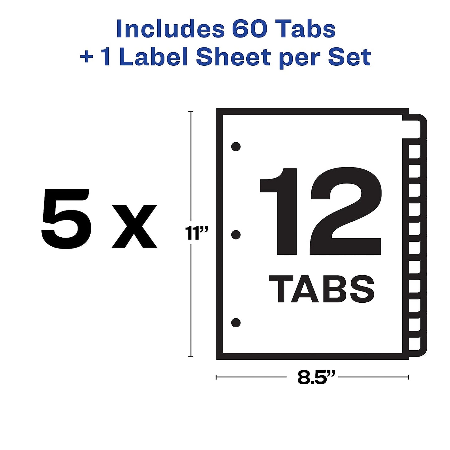 Avery 11429 Index Maker, Laser, Punched, 12-Tabs, 5/ST, 8-1/2-Inch x11-Inch,CL