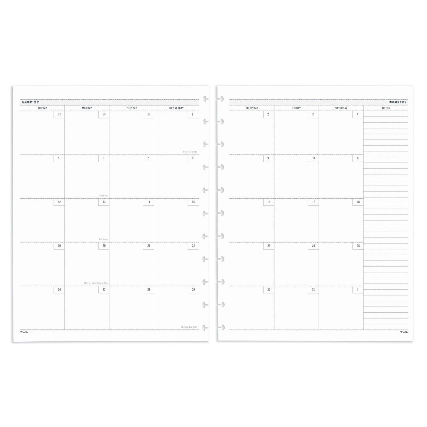 2025 TUL® Discbound Weekly/Monthly Planner Refill Pages, Letter Size, January To December