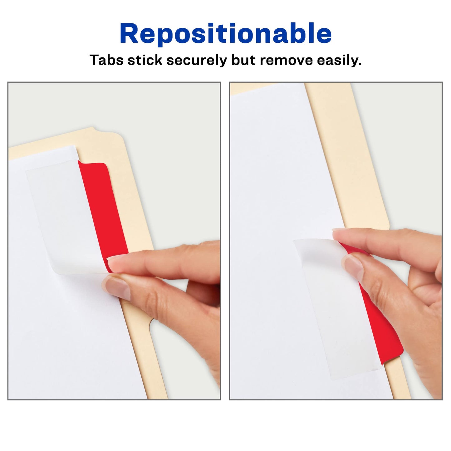 Avery Filing Ultra Tabs, 3" x 1.5", 2-Side Writable, Red/Blue/Green, 24 Repositionable File Tabs (74775)