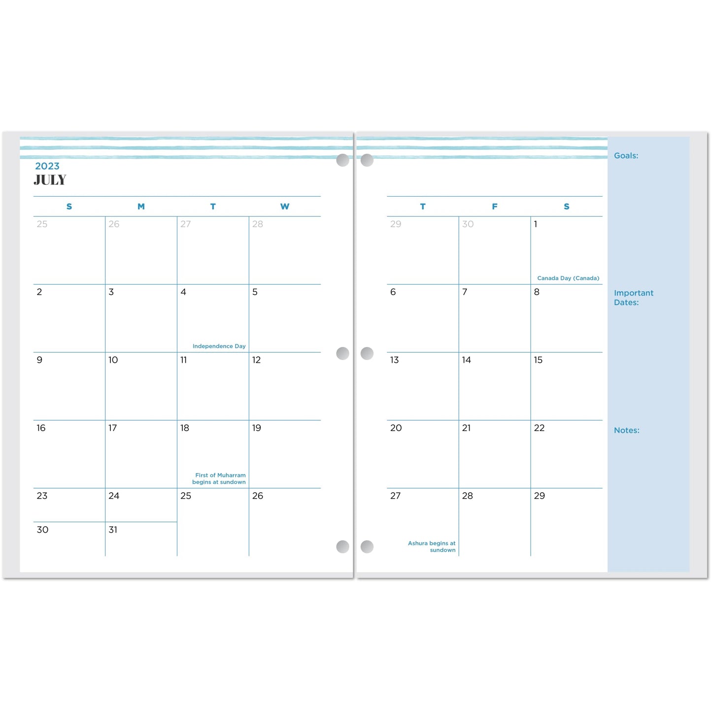 2023-2024 Office Depot� Brand Fashion Monthly Academic Planner, 8-1/4" x 10-3/4", Leaves Blue, July 2023 to June 2024, NS81022L