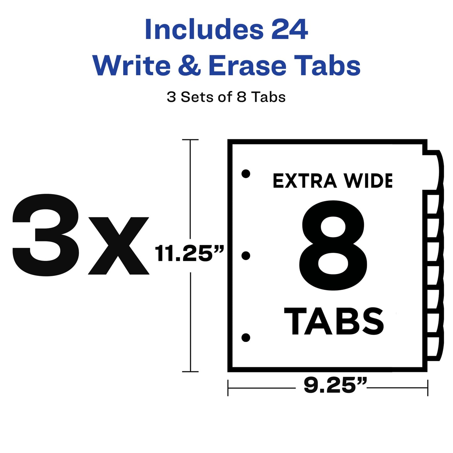 Avery Write & Erase Pocket Plastic Dividers for 3 Ring Binders, 8-Tab Sets, Multicolor, 3 Binder Divider Sets (31701)