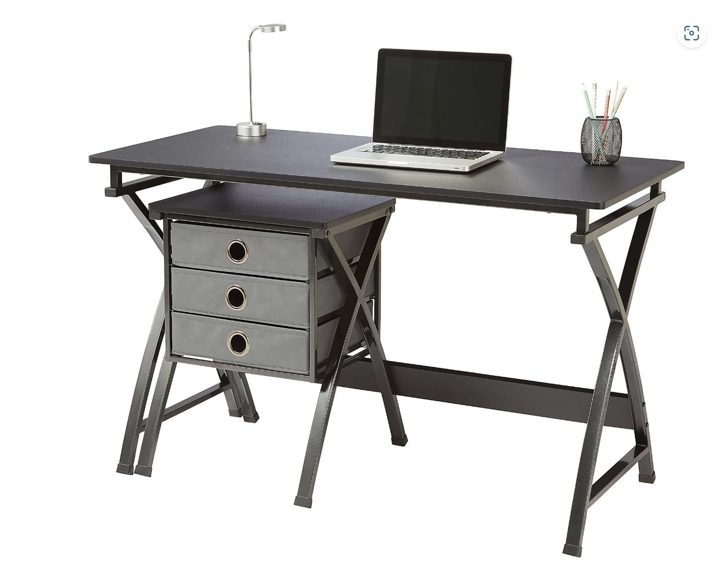 Realspace� X-Cross 48"W Computer Desk With File Cabinet, Black