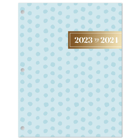 2023-2024 Office Depot� Brand Fashion Monthly Academic Planner, 8-1/4" x 10-3/4", Leaves Blue, July 2023 to June 2024, NS81022L