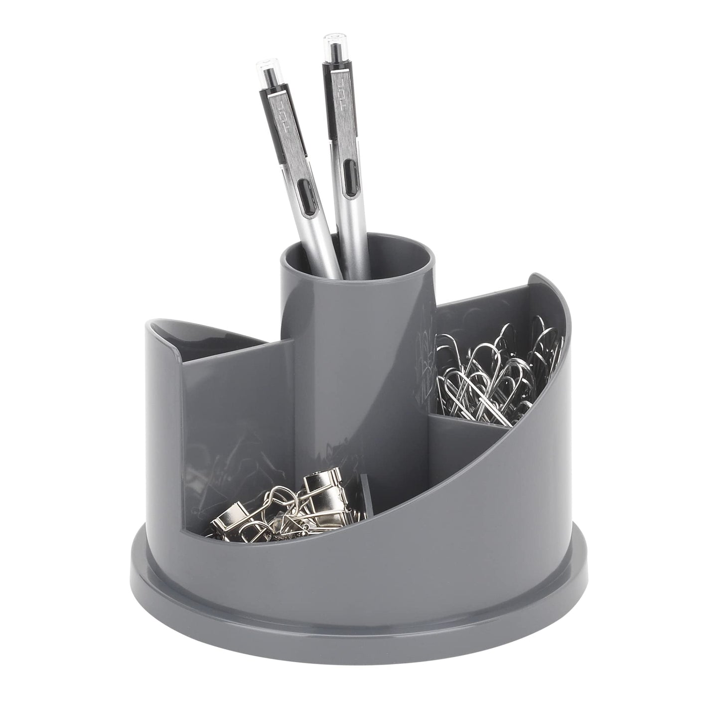 Realspace 6-Compartment Rotary Desk Organizer With Treatment, 4-5/8"H x 5-13/16"W x 5-13/16"D, Gray