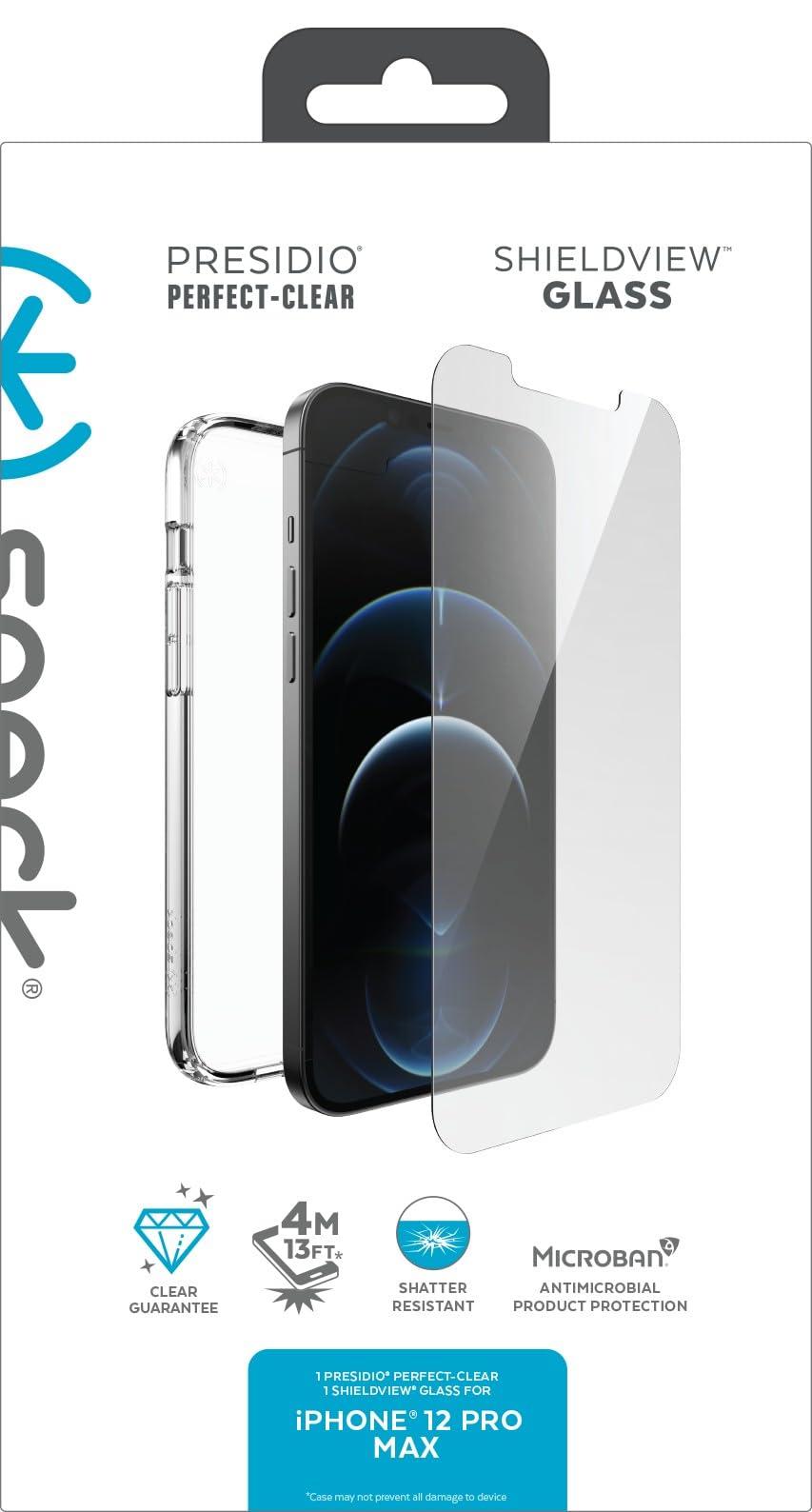 Speck Products Presidio Perfect-Clear iPhone 12 Pro Max Case, Clear/Clear