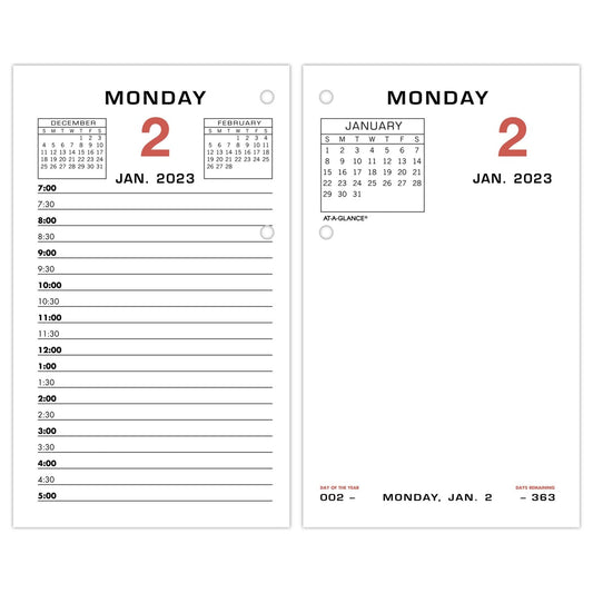 AT-A-GLANCE 2023 Daily Desk Calendar Refill, Standard, 3-1/2" x 6", Loose Leaf, Monthly Tabs (E01750)
