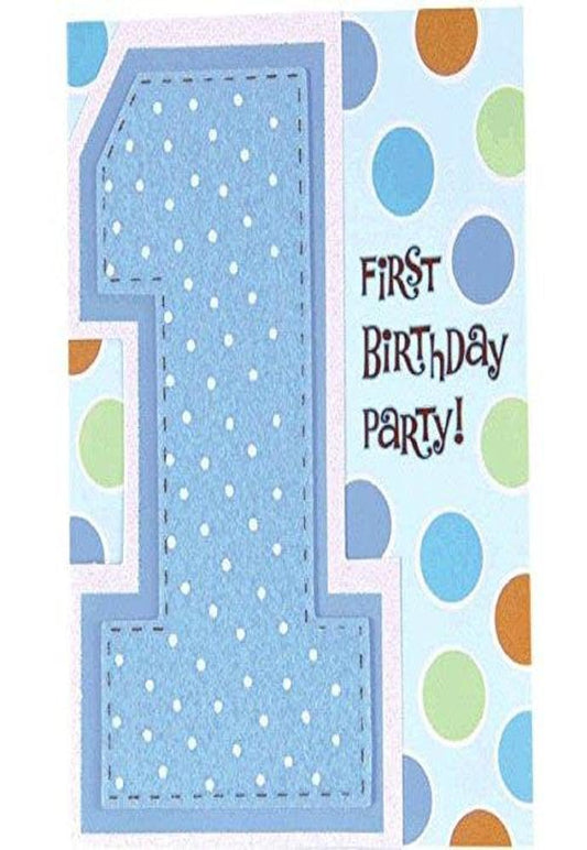Amscan One Today Boy Large Novelty Party Invitation Card (8 Piece), Blue, 6 1/2" x 4 3/4"