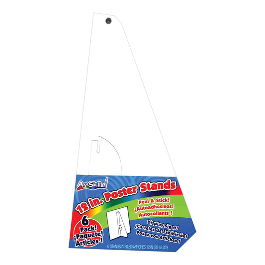ArtSkills PA-1260 12" White Easel Back Poster Stands, Convenient Peel and Stick, 6-Pack, 6 Pack-12 Inch