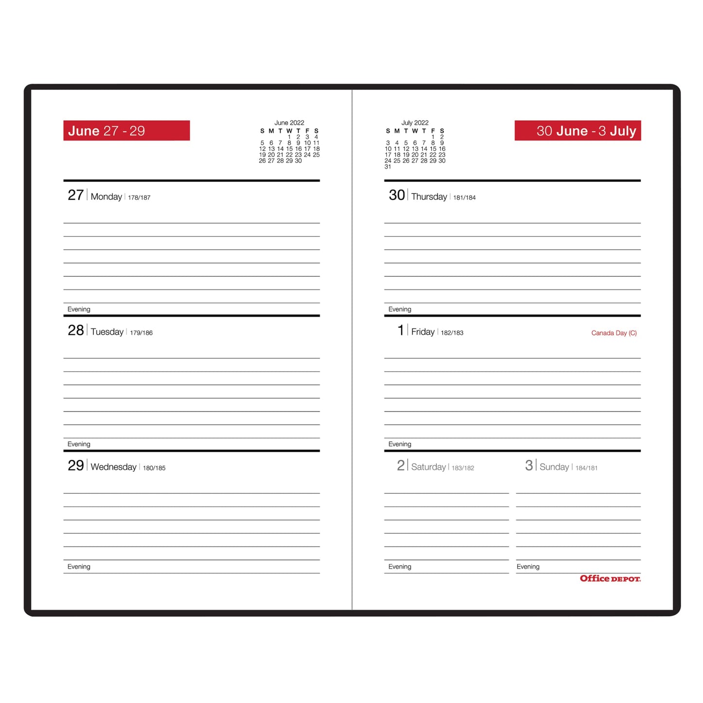 Office Depot� Brand Weekly Academic Planner, 4" x 6-3/8", 30% Recycled, Black, July 2022 to June 2023