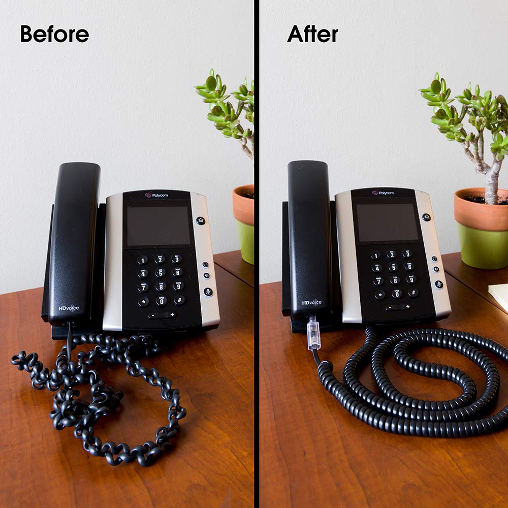 Power Gear Telephone Cord Detangler, Tangle-Free 360 Degree Rotation, Plug into Landline Phone Handset, for Use in Home or Office, All Brands, Black, 27637