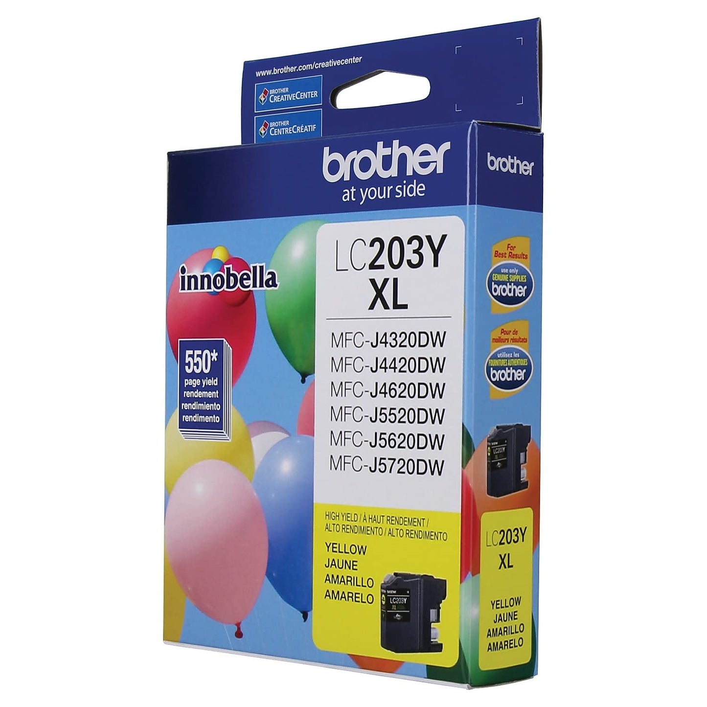 Brother Printer LC203Y High Yield Ink Cartridge, Yellow, 550 Pages