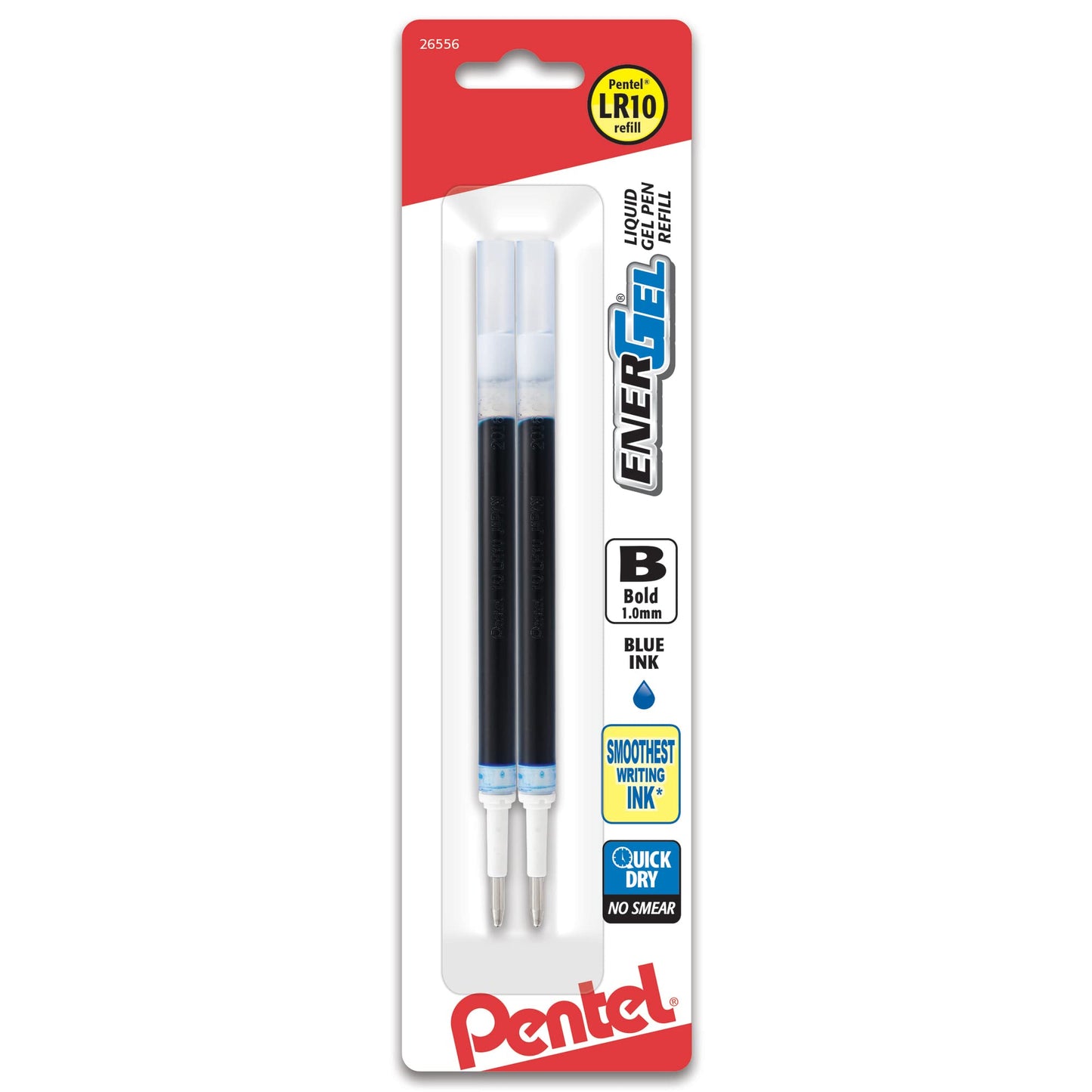 Pentel® EnerGel Liquid Gel Pen Refills, Bold Point, 1.0 mm, Blue Ink, Pack of 2 Refills