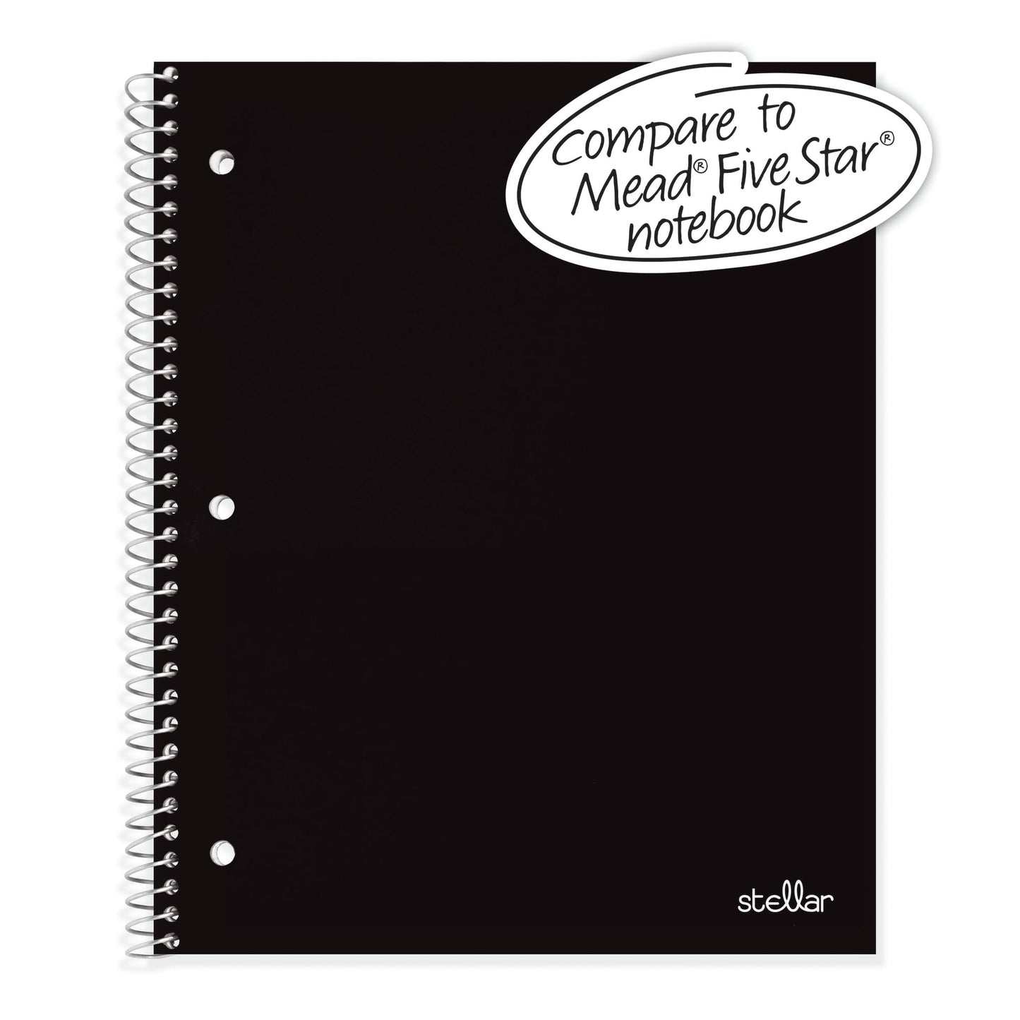 Office Depot� Brand Stellar Poly Notebook, 8" x 10 1/2", 1 Subject, Wide Ruled, 200 Pages (100 Sheets), Black [Office Product]