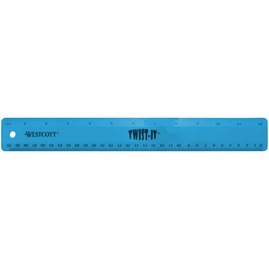 Westcott 12" Twist It Flexible Ruler, Assorted Colors