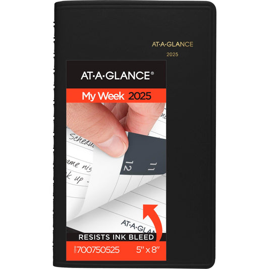 AT-A-GLANCE 2025 Appointment Book Planner, Weekly, 5" x 8", Small, 12 Months, Black (700750525)