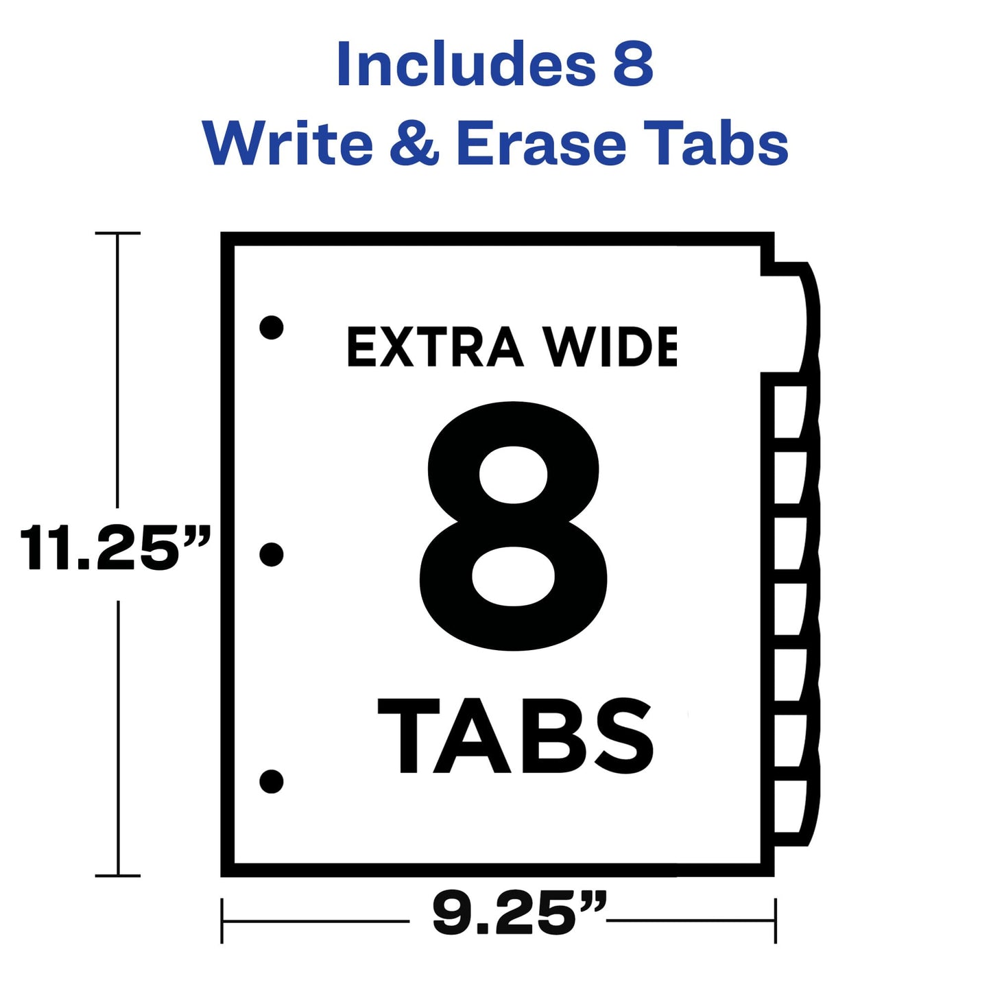 Avery 8-Tab Plastic Binder Dividers with Pockets, Write & Erase Multicolor Big Tabs, 1 Set (16177)