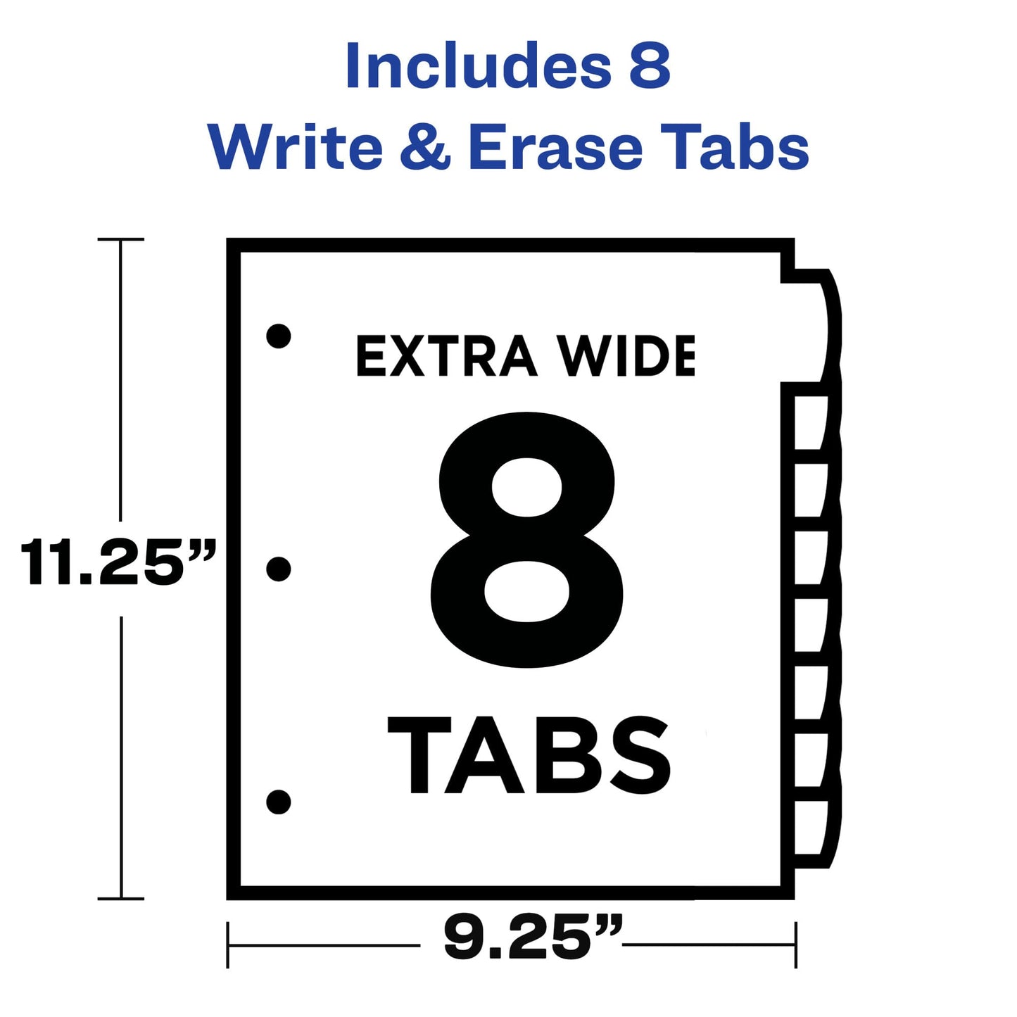 Avery Durable Plastic 8 Tab Write & Erase Dividers for 3 Ring Binders, Slash Pocket, Translucent White, Works with Sheet Protectors, 1 Set (16826)