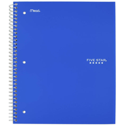 Five Star Wirebound Notebook, 1-Subject, 100-Count, Wide Rule, Royal Blue (72023)