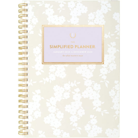 2024 Simplified by Emily Ley for AT-A-GLANCE® Weekly/Monthly Planner, 5-1/2" x 8-1/2", Cream Blossoms, January to December 2024, EL19-200