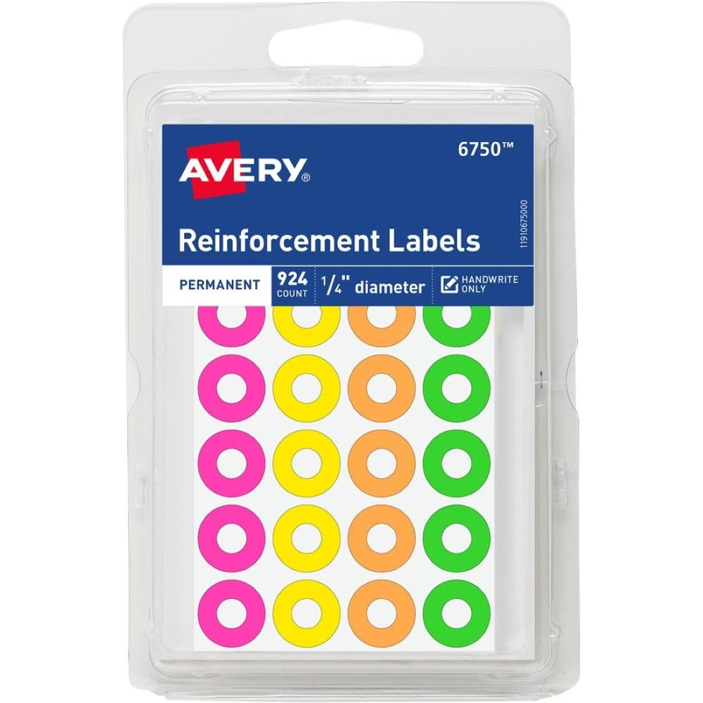 Avery Reinforcement Labels on Small Sheets, Handwrite Only