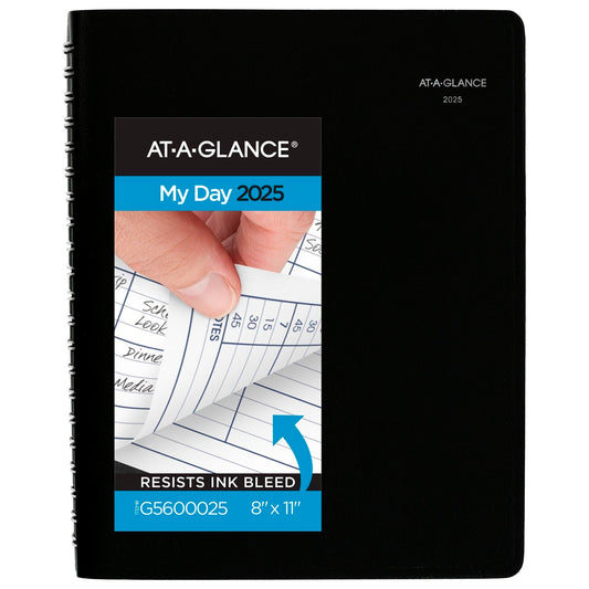 AT-A-GLANCE 2025 Appointment Book Planner, Daily, Four Person Group Planner, 8" x 11", Large, Quarter-Hourly, DayMinder, Black (G5600025)