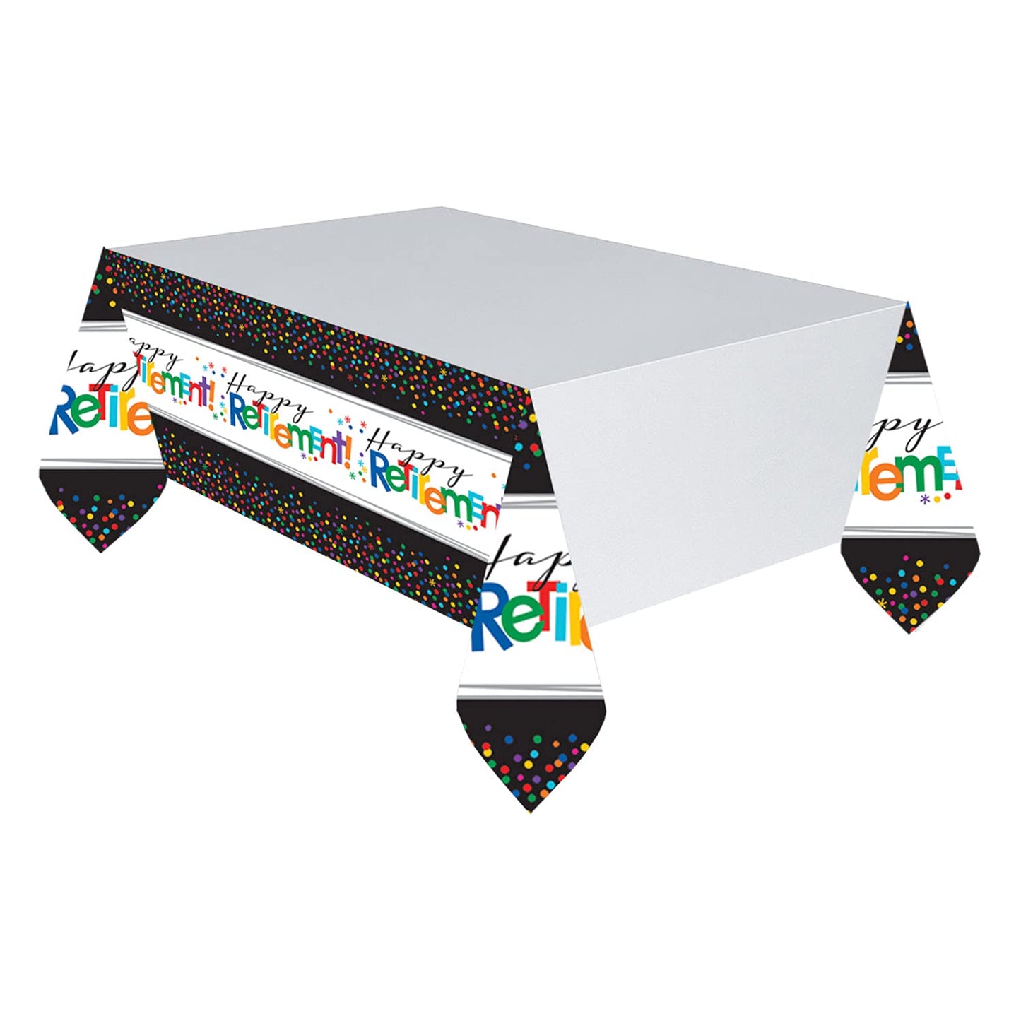 Vibrant Officially Retired Plastic Table Covers - 54" x 102" (1 Pc.) - Durable and Spill-Proof Material - Perfect for Retirement Celebration & Milestone Events