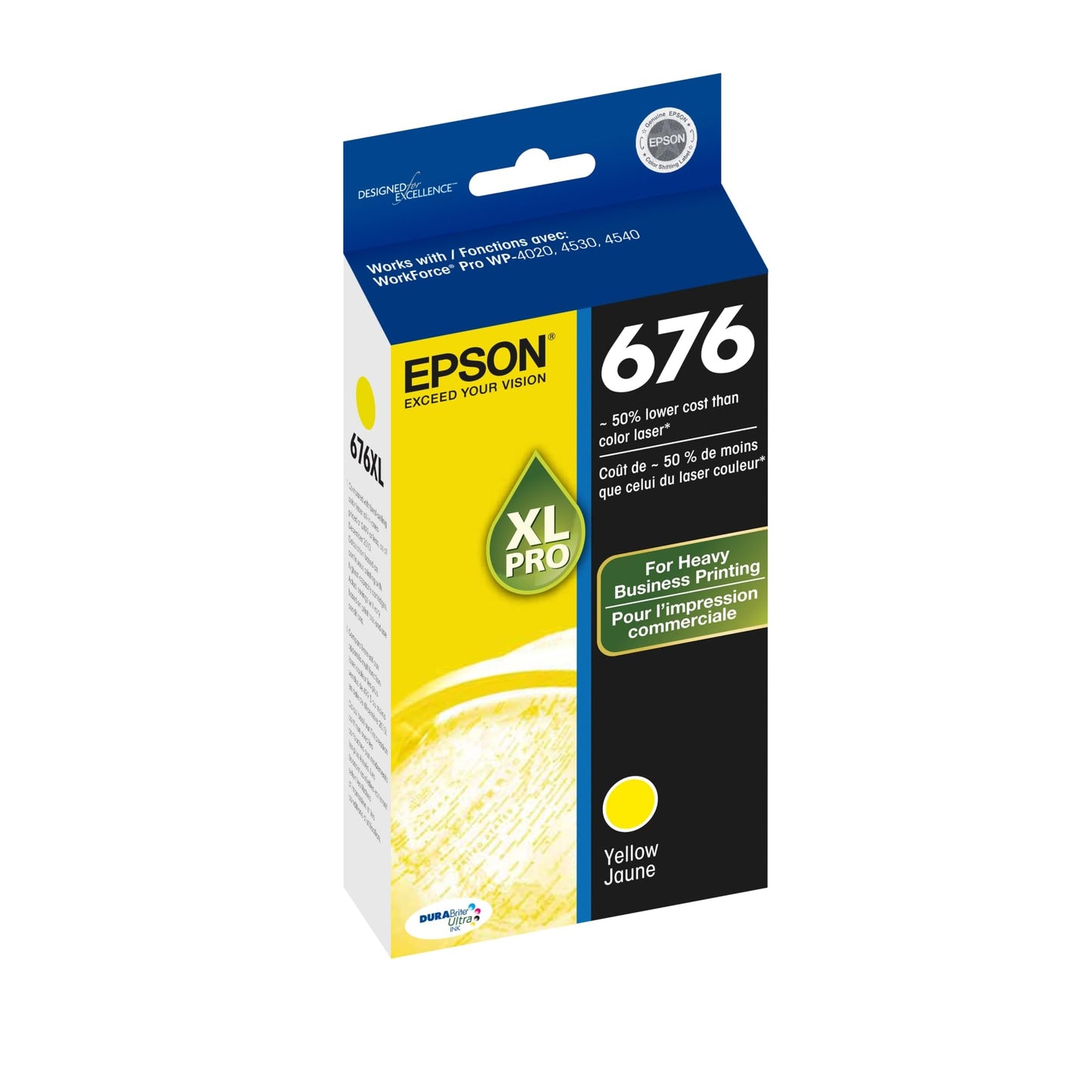 EPSON 676 DURABrite Ultra Ink High Capacity Yellow Cartridge (T676XL420-S) Works with WorkForce Pro EXP 09.2024