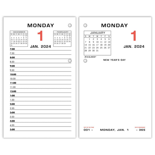 AT-A-GLANCE 2024 Daily Desk Calendar Refill, 3-1/2" x 6", Standard, Loose-Leaf (E0175024)