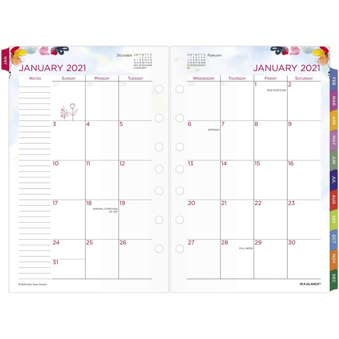 2021 Monthly Planner Refill by AT-A-GLANCE, 52132 DAY-TIMER, 5-1/2" x 8-1/2", Size 4, Kathy Davis (KD81-685-21)