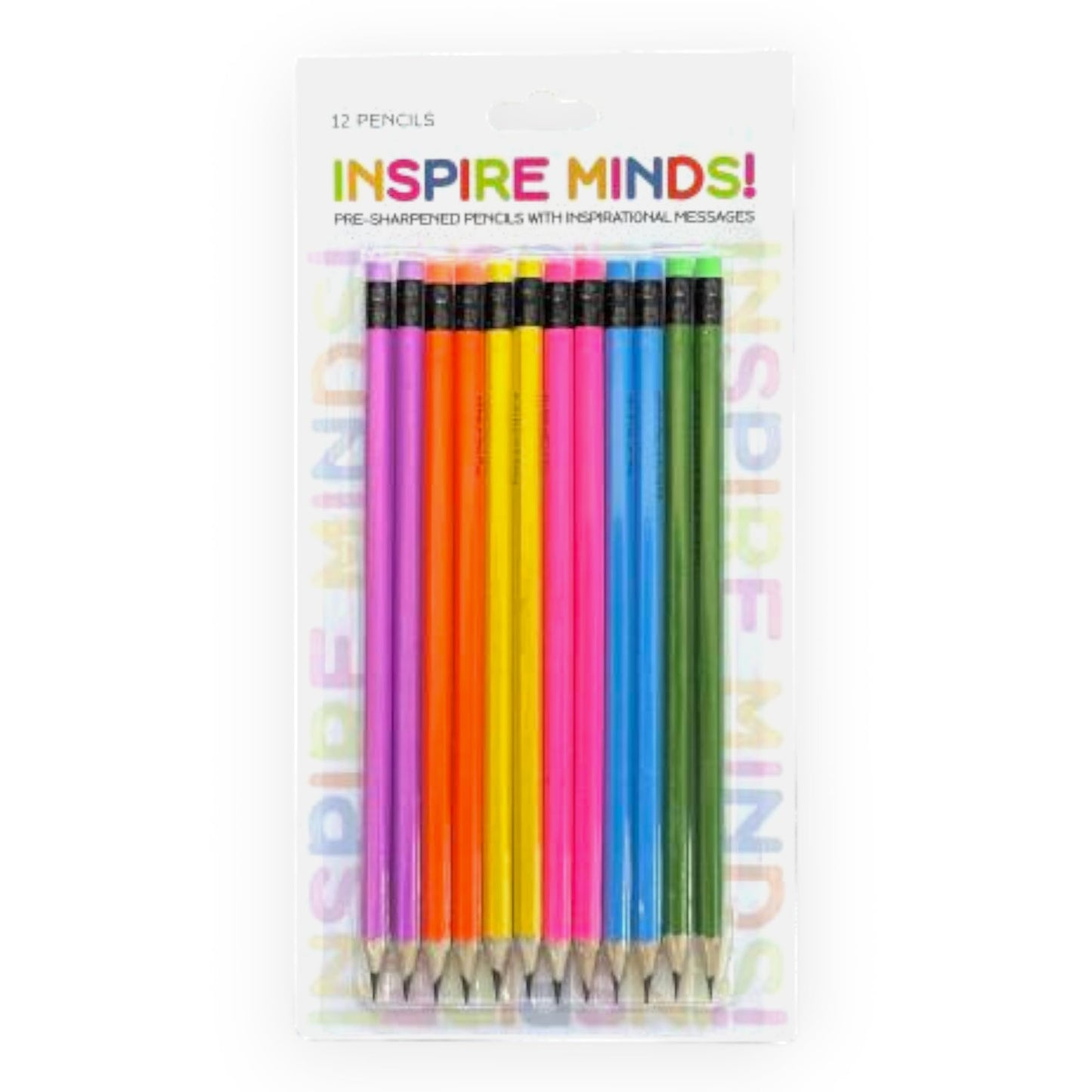 Pure Style Inspire Minds Pre-Sharpened Pencils, 2 mm, Assorted Barrel Colors, Pack Of 12 Pencils