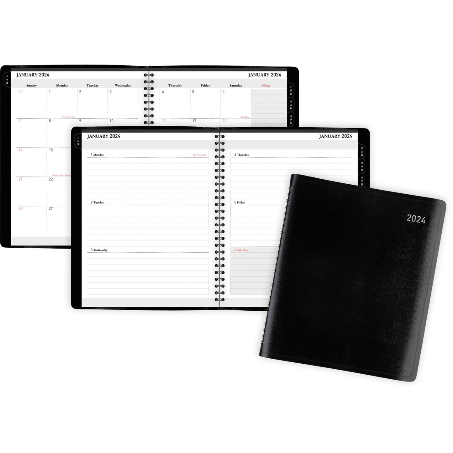 2024 Office Depot® Brand Weekly/Monthly Planner, 7" x 9", Black, January to December 2024, OD712000