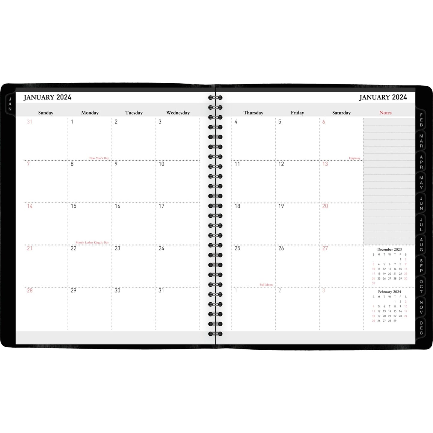 2024 Office Depot® Brand Weekly/Monthly Planner, 7" x 9", Black, January to December 2024, OD71160024