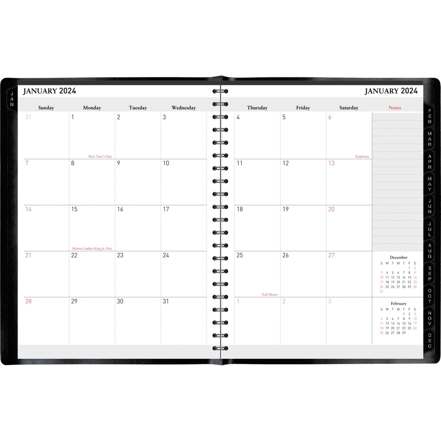 2024 Office Depot® Brand Weekly/Monthly Planner, 8" x 11", Black, January to December 2024, OD711900