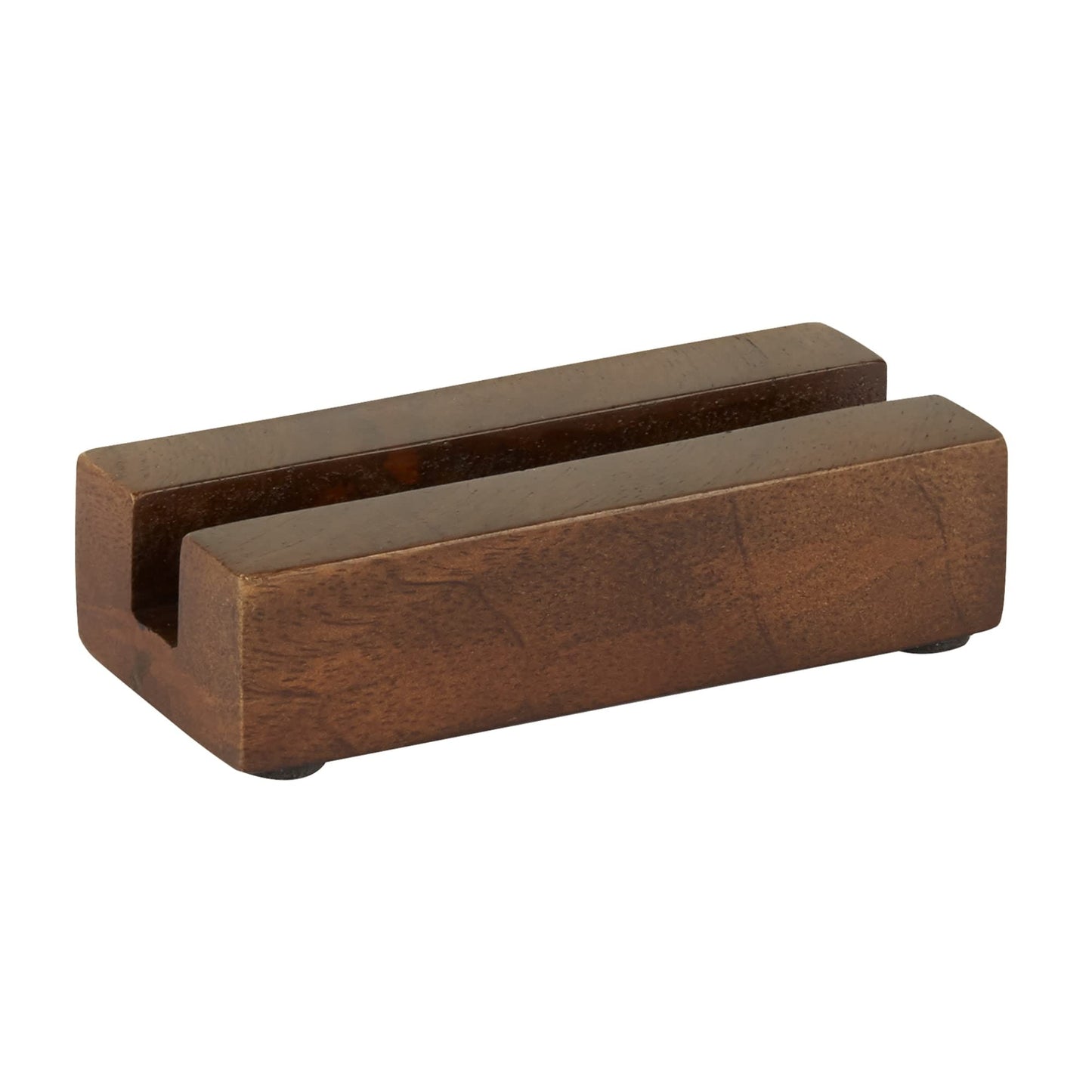 Realspace® Wooden Business Card Holder, 1" H x 4" W x 1-3/4"D, Walnut