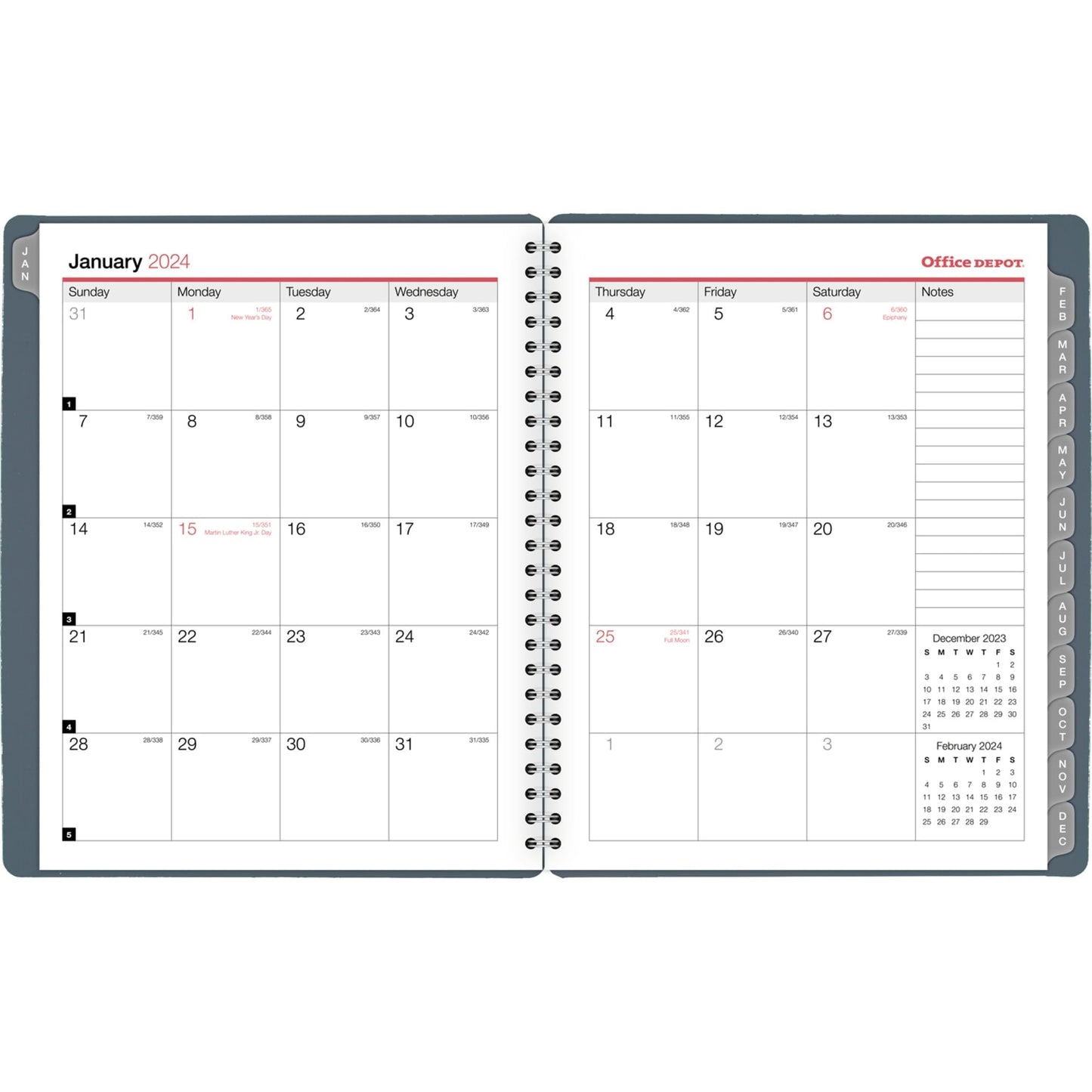 2024 Office Depot® Brand Weekly/Monthly Planner, 7" x 9", Silver, January to December 2024, OD712100