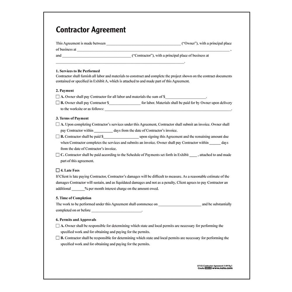 Adams Contractor Agreement, Forms and Instructions (LF155)