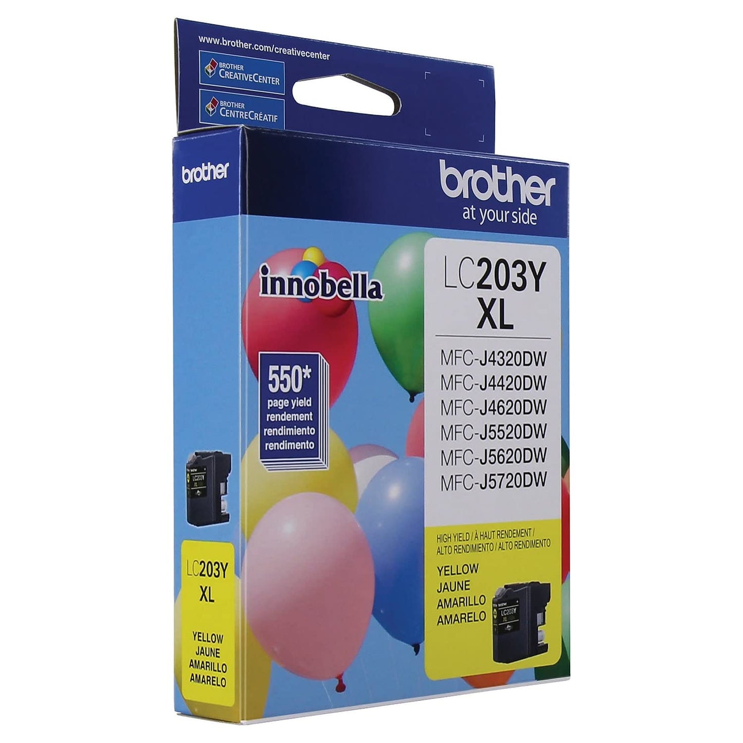 Brother Printer LC203Y High Yield Ink Cartridge, Yellow, 550 Pages