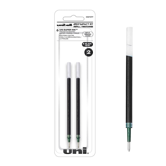 Uniball Signo 207 Impact RT Retractable Gel Pen, 2 Count(Pack of 1) 1.0mm Bold Point Gel Pens| Office Supplies by Uni-ball like Ink Pens, Colored Pens, Fine Point, Smooth Writing Pens, Ballpoint Pens