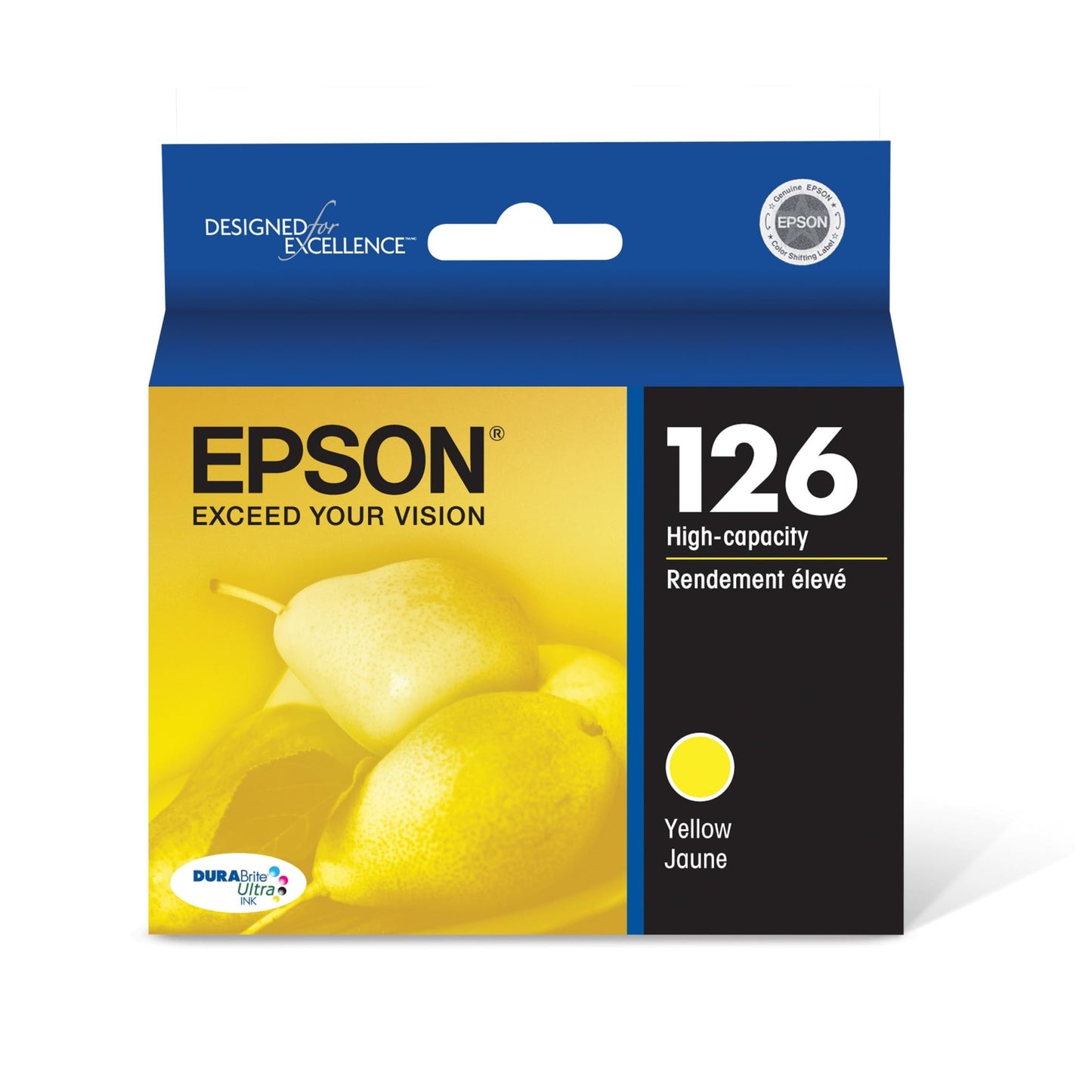 Epson 126 DURABrite Ultra Ink Yellow Cartridge for WF-3520, WF-3530, WF-3540, WF-520, WF-545, WF-630, WF-633, WF-635, WF-645, WF-7010, WF-7510, WF-7520, WF-840, WF-845 and Other Select Models